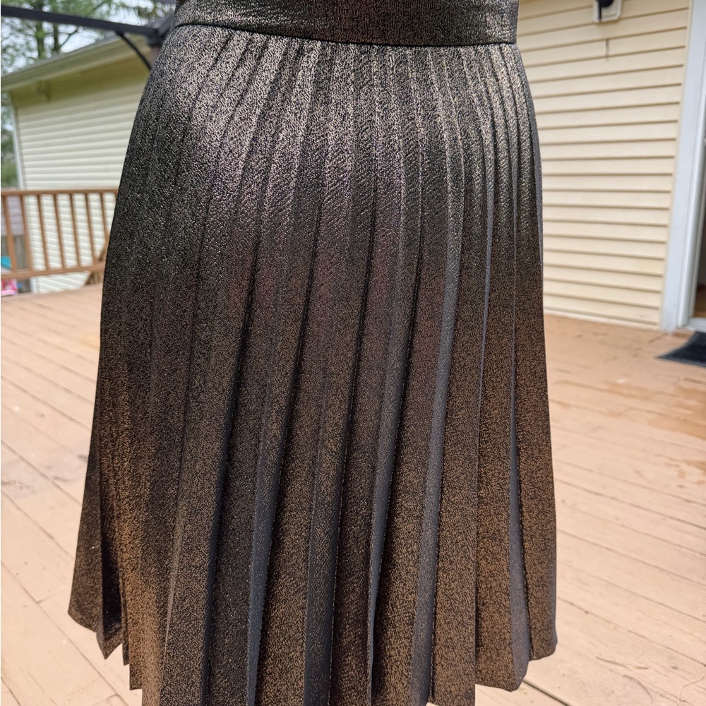 Kate Spade Metallic Pleated Skirt Evening Special Occasion Size 4 zipper entry - Picture 5 of 10